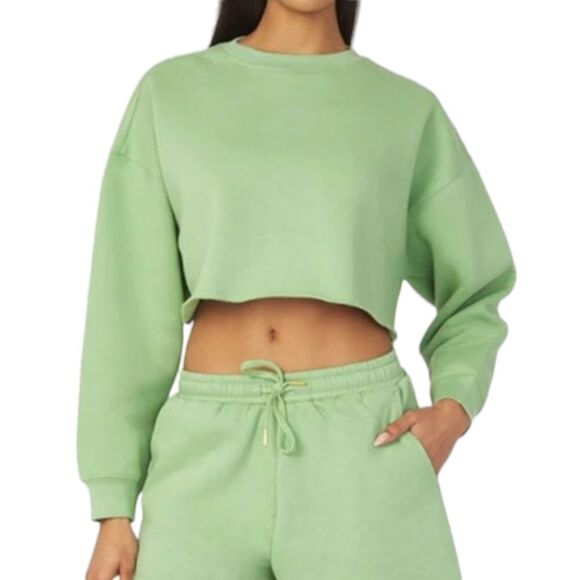 WEWOREWHAT Fair Green Cutoff Pullover XS NWT Clean Girl Aesthetic Cozy - Picture 10 of 11